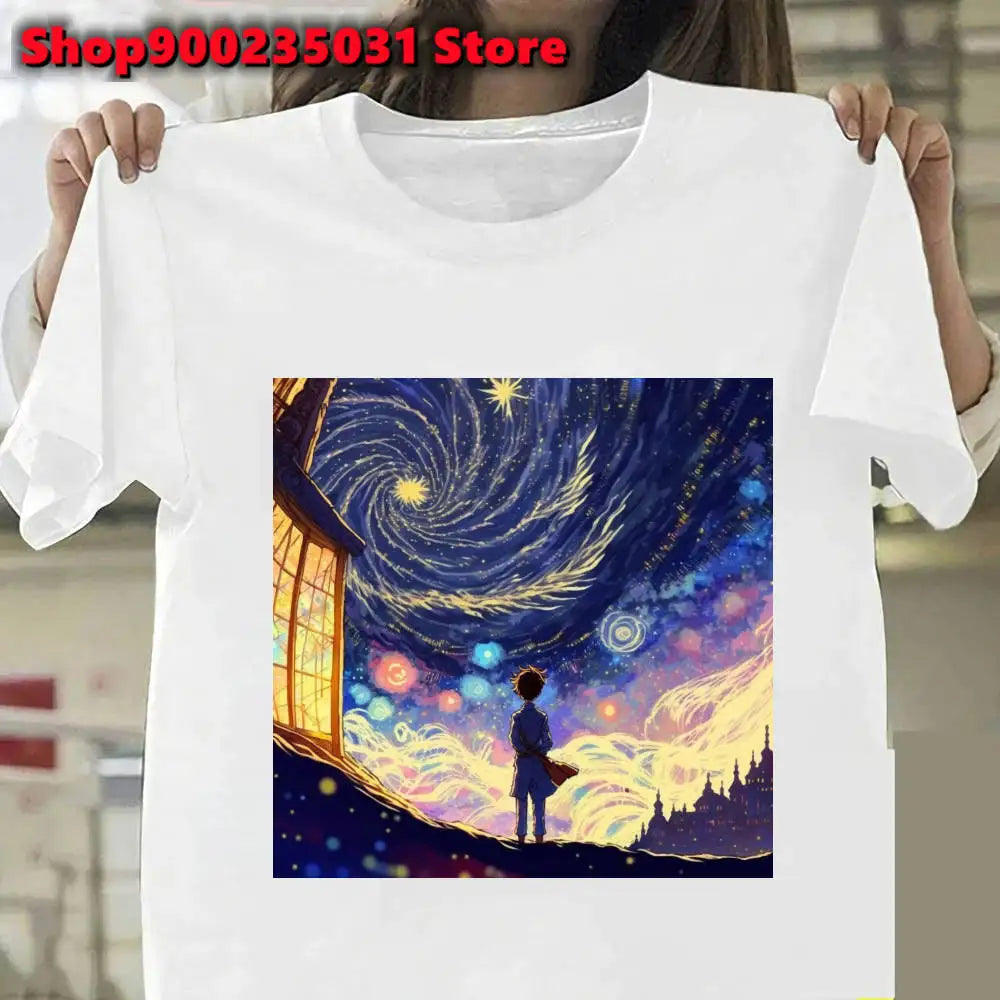 Van Gogh The Little Prince Art Oil Painting T Shirt Harajuku Women Y2k Tops Casual Womens Clothes Personality Graphic Tees Shirt