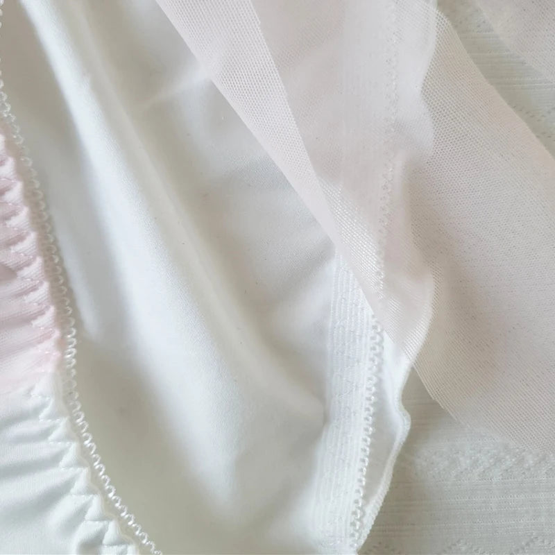 Women Cute Lovely Sweety Milk Silk Underwear Sexy Straps Mesh Princess Breathable High Elasticity Luxury Panties Breifs