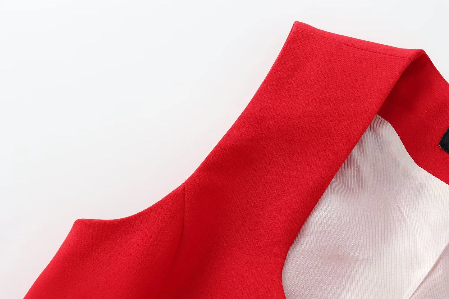 TRAFZA Women Fashion Suits Square Neck Sleeveless Double Breasted Waistcoat Top+Mid-Waist Slit Stralght Pants Female Summer Sets