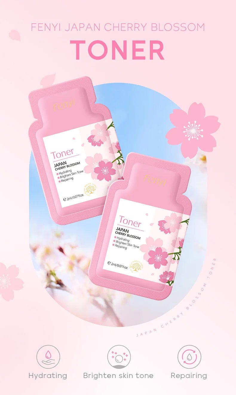 4pcs Skincare Sets Sakura Cleanser Face Cream Toner Eye Cream Deep Cleansing Moisturizer Oil Control Skin Care Kit Travel Outfit