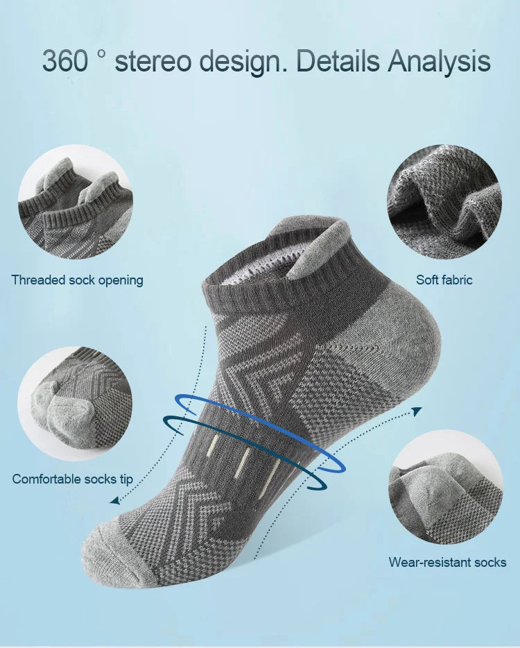 6 Pairs/Lot Men's Sport Socks Breathable Outdoor Running buffer thickenBasketball Socks Cotton Training Short Tube Socks For Men Viralgem Store