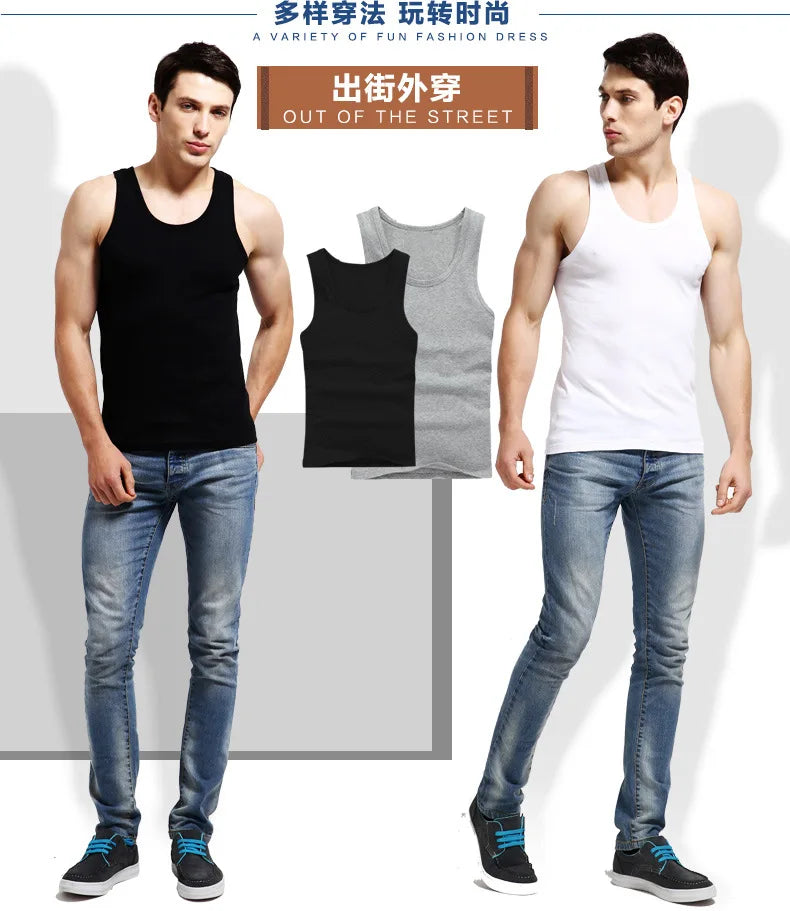 3Pcs Tank Top Casual Men Bodybuilding Clothing Fitness Mens Sleeveless Gyms Vests Cotton Singlets Muscle Tops Plus Size XXXL 4XL
