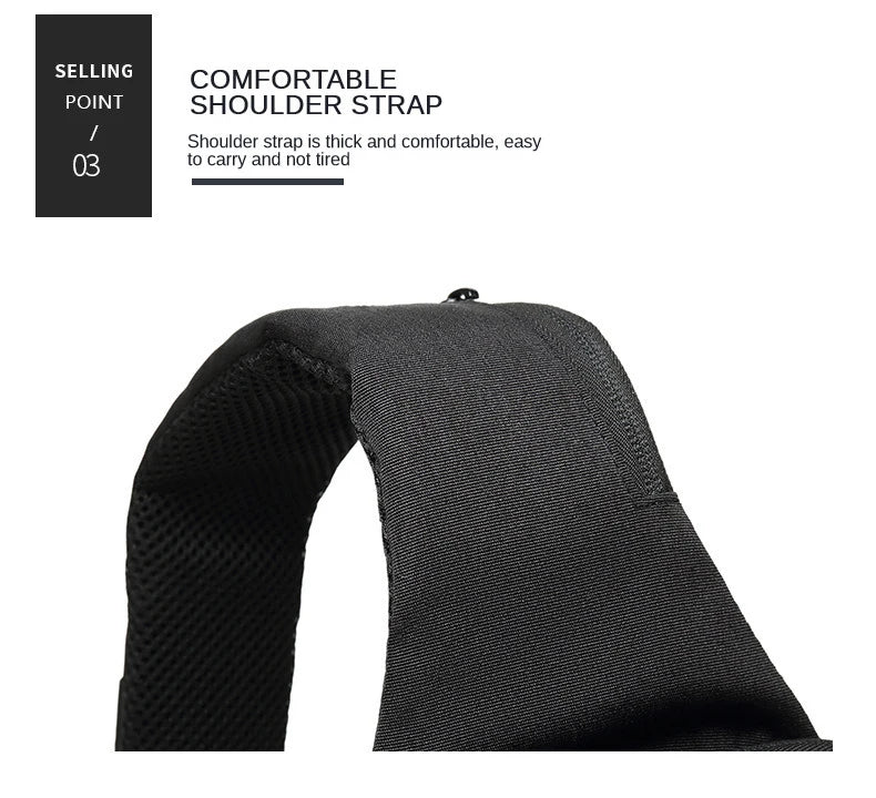 SWISS New Men's Casual Chest Bag Sports Waterproof Shoulder Bag Anti-theft Crossbody Bag Fashion Solid Color Usb Bag Sling Pack Viralgem Store