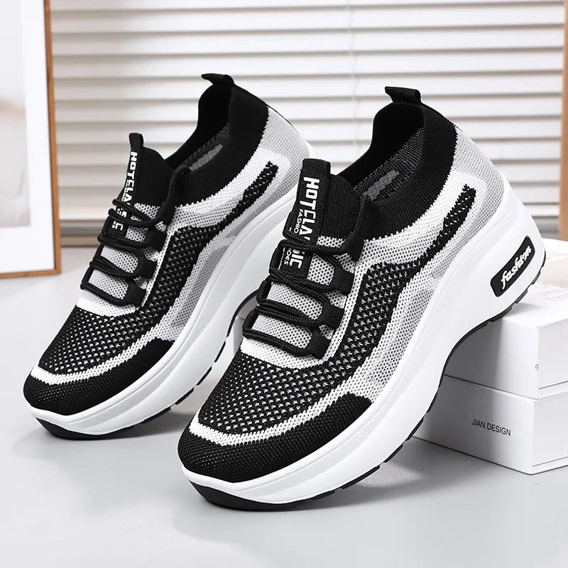 2024 summer platform casual women's shoes increase shoes mesh surface breathable comfortable sports shoes