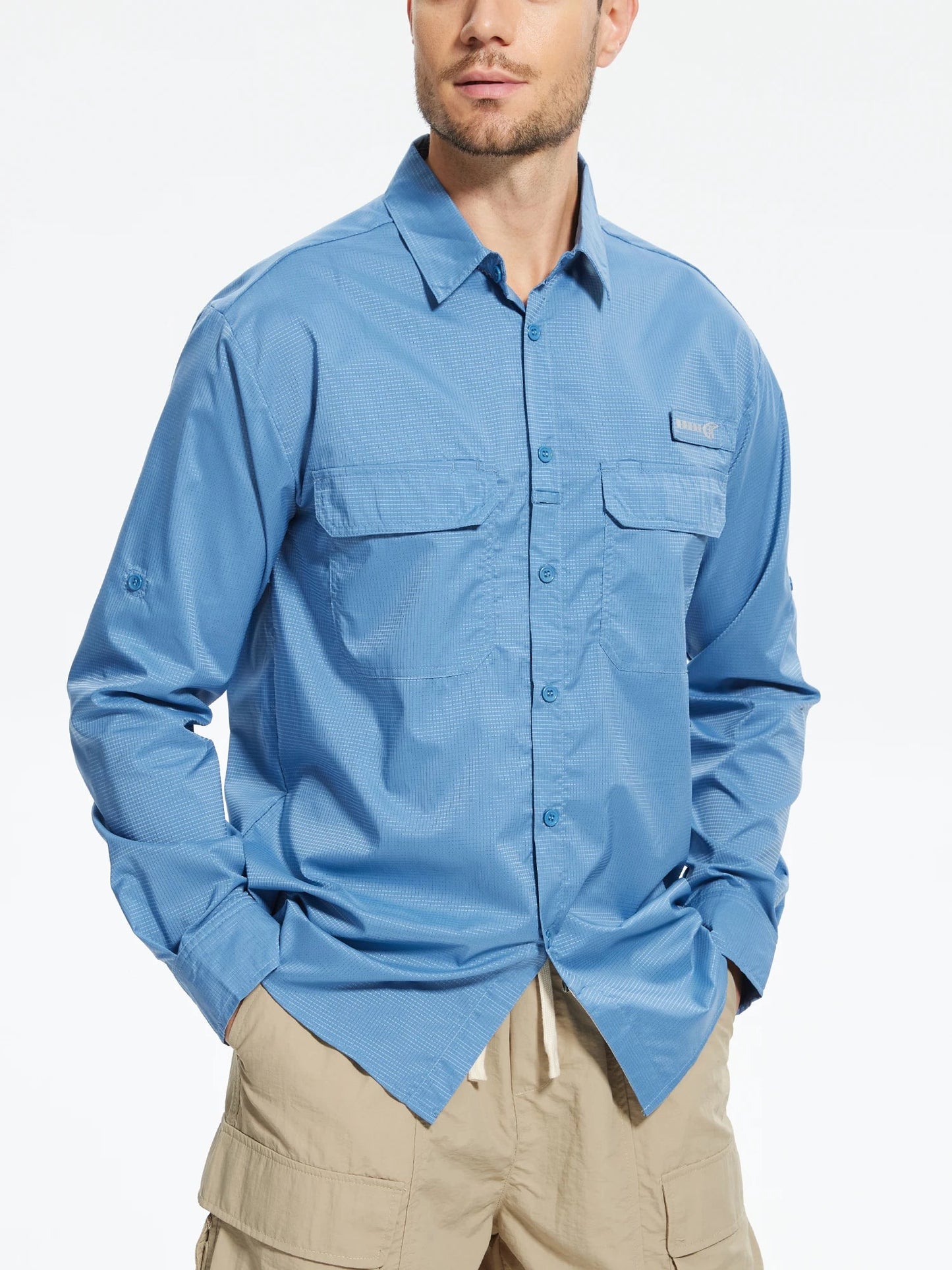 Summer Men's UPF 50+ Casual Long Sleeve Fishing Shirts, Lightweight Tactical Button Down Shirt with Breathable Back Mesh Viralgem Store