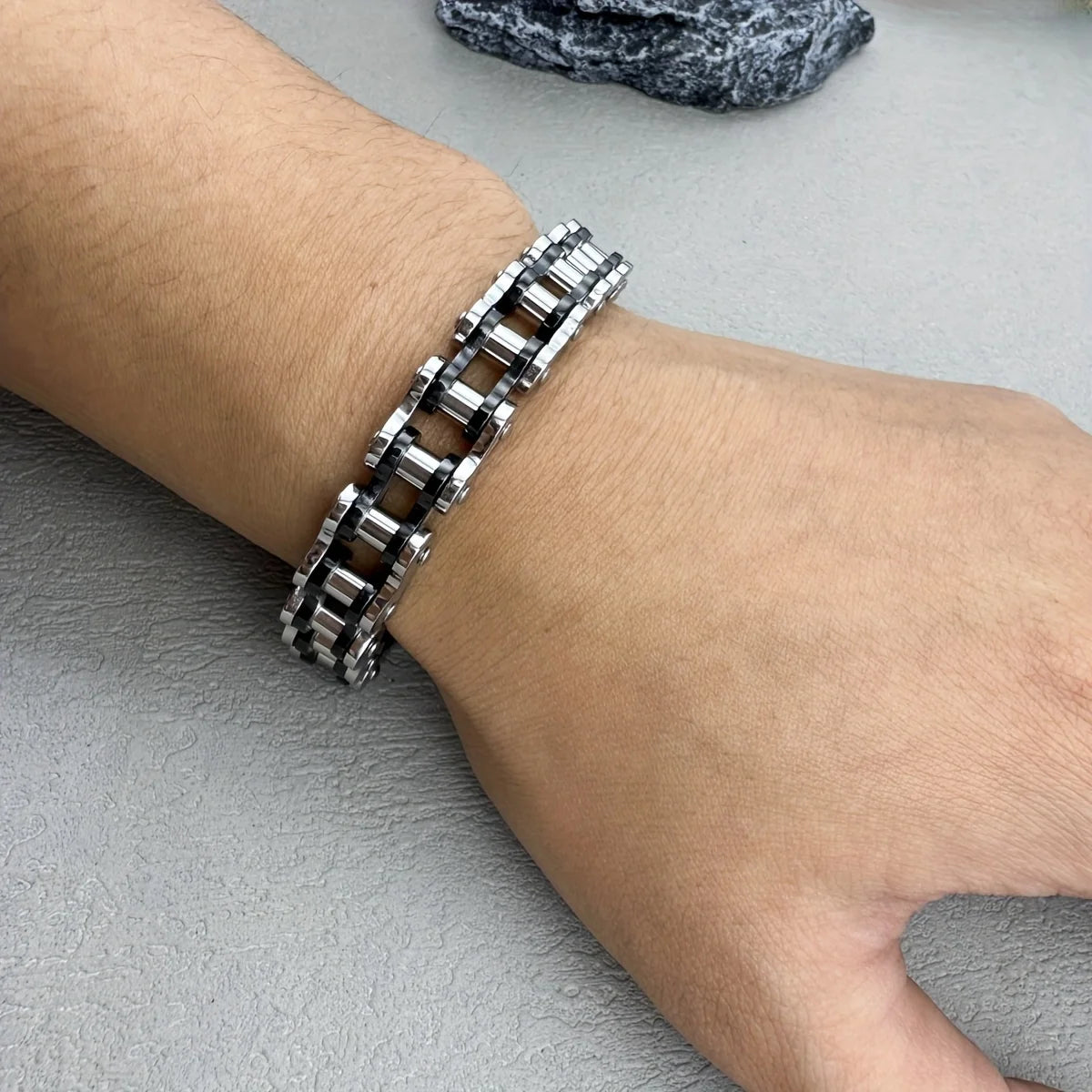 1pcs Punk Rock Stainless Steel Biker Mens Bracelet Link Chain Motorcycle Bike Bicycle Chain Bracelets Bangles Jewelry