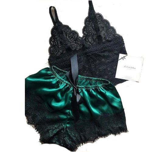 1 Set Women's Sexy Fashion Casual Lace Sleepwear Lingerie Tops Shorts Set Ladies Erotic Babydoll Pajamas Nightwear Underwear New