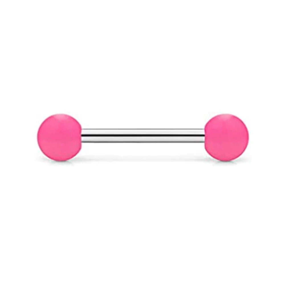 1PCS-4PCS Stainless Steel 14G Tongue Rings Barbell Pink Tongue Barbell Jewelry for Women Piercing Tongue Body Piercing Pink Viralgem Store
