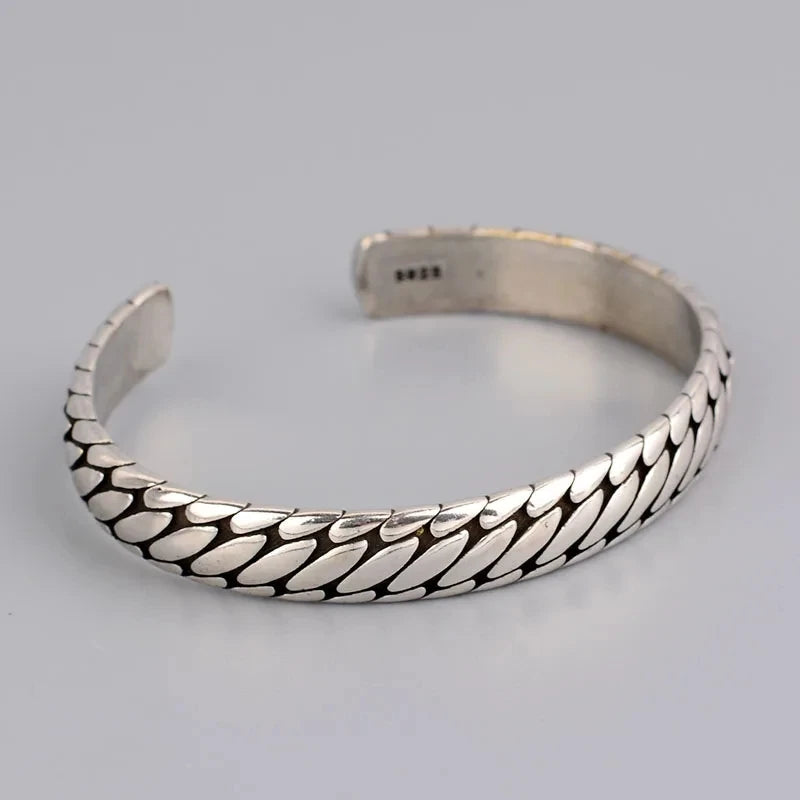 Stylish Geometric Oval Pattern Personalized Men's Open Bracelet Fashion Retro Wide Hand Jewelry Party Gift