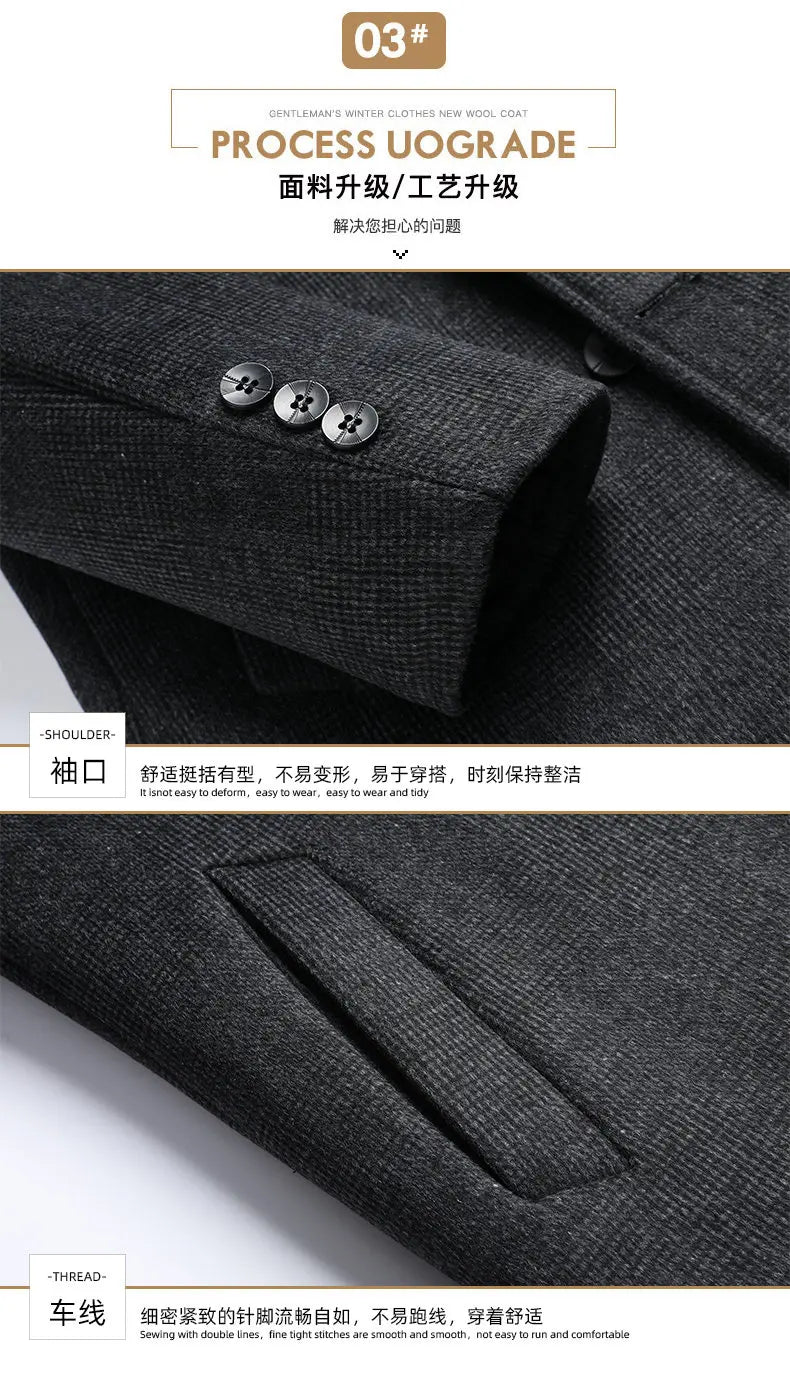 2023 new arrival winter jacket men fashion Woolen Coat Men's Casual Wool thicken warm trench coat Men Dress Jacket Size M-4XL