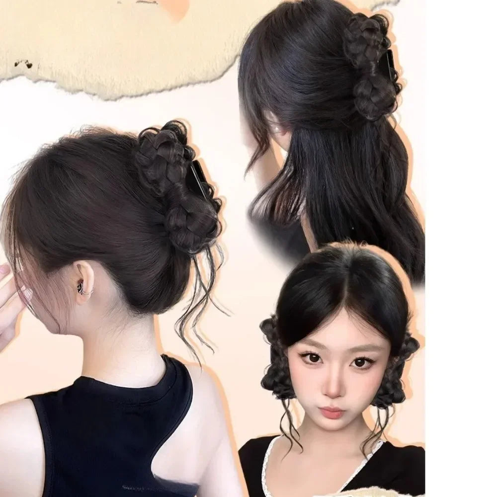 Synthetic Simulation Natural Bowknot Dragon Beard Ponytail Clip-in Wig woman Retro gentle horsetail wig hair Extension
