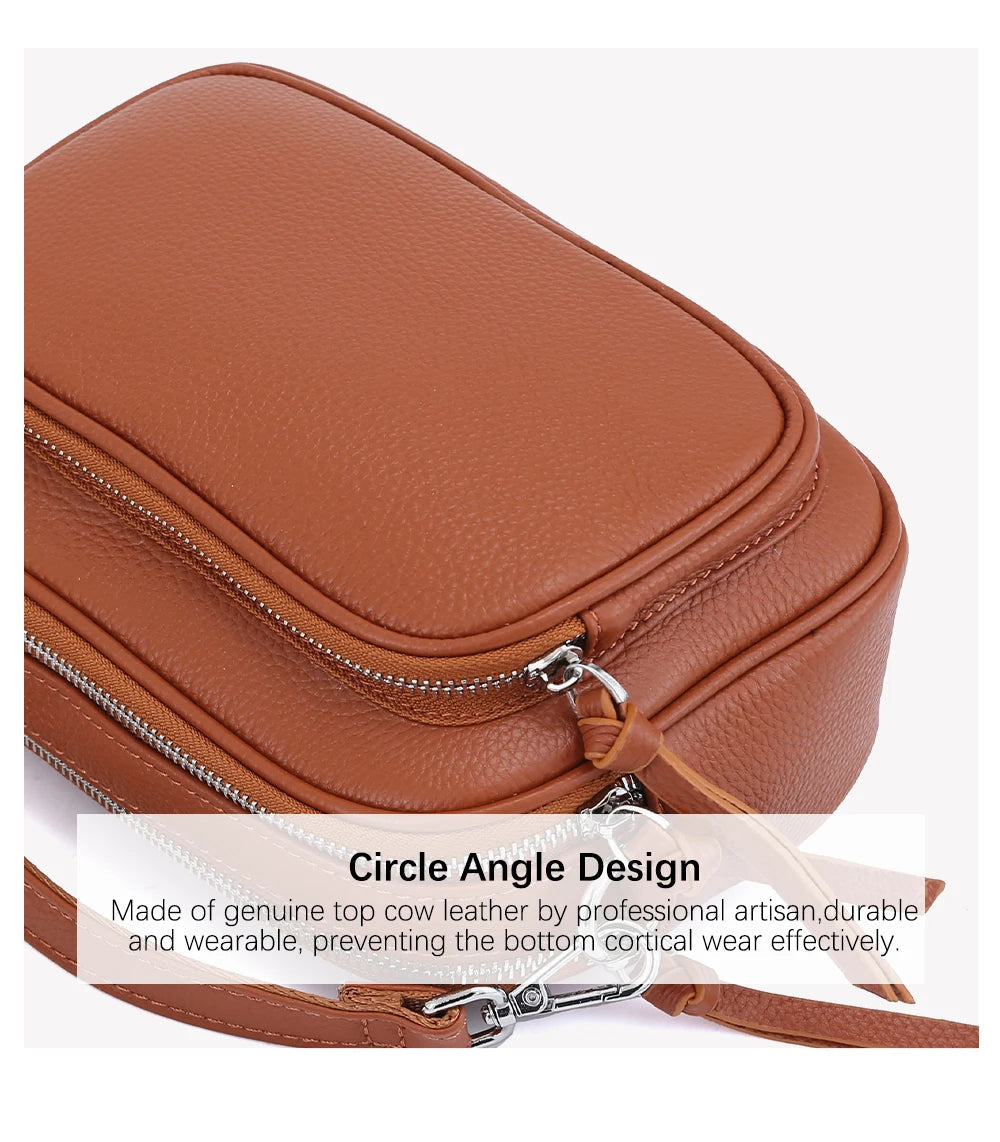 Zency Designer Women Shoulder Bag Genuine Cowhide Leather Handbag Zipper Pockets Large Capacity Female Crossbody Bag White Viralgem Store