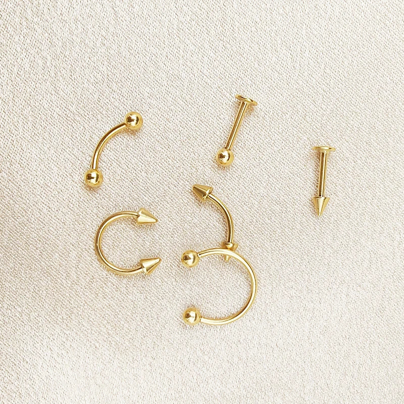 12PC Titanium Tragus Piercing Nose Earring Septum Labret Lip Ring Cartilage Industrial Tongue Barbells Eyebrow Body Jewelry