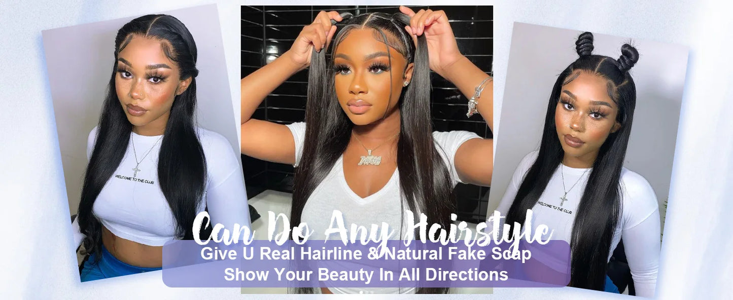 30 40 Inch 360 Full HD Straight Lace Frontal Wigs 200 Density 100% Human Hair Wig Brazilian PrePlucked Lace Front Human Hair Wig