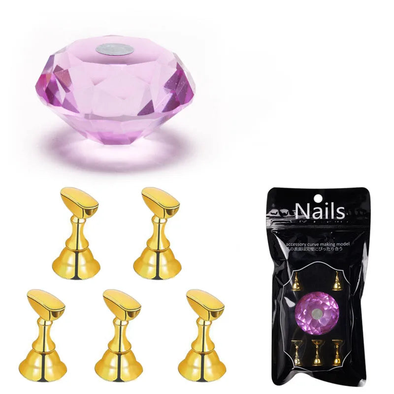 Acrylic nail practice stand, magnetic nail tip art display stand, nail enhancement tool with reusable adhesive putty clay, used