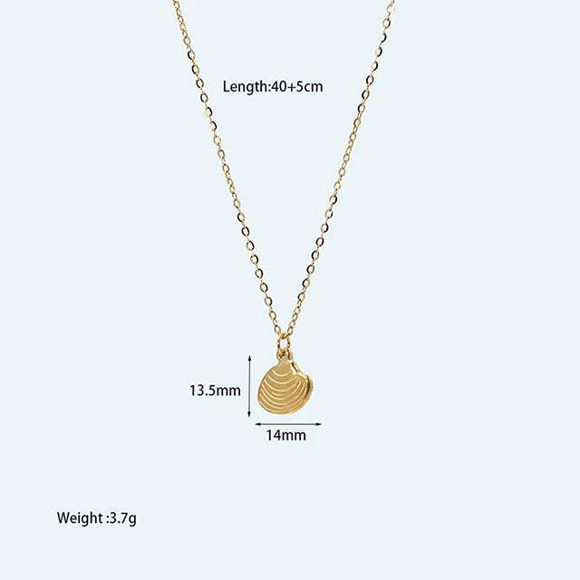 Tarnish Free Stainless Steel Waterproof Jewelry Starfish Conch Shell Coconut Palm Pendant Necklace for Women Girls Holiday Gift