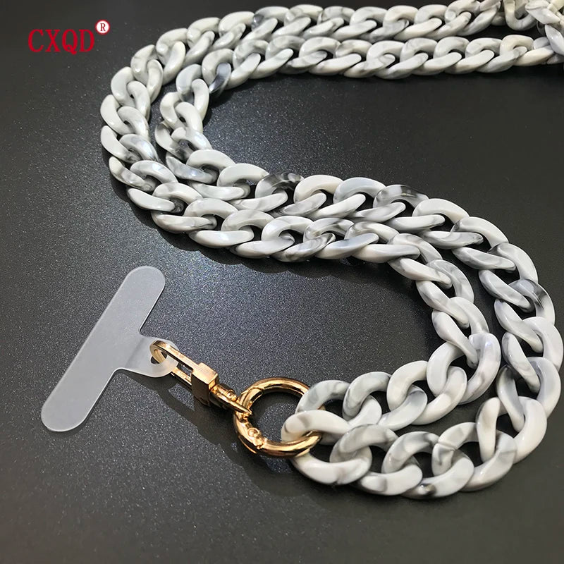 120cm Bevel Design Anti-lost Phone Lanyard Rope Neck Strap Colorful Portable Acrylic Cell Phone Chain Accessories Gifts Outdoor Viralgem Store