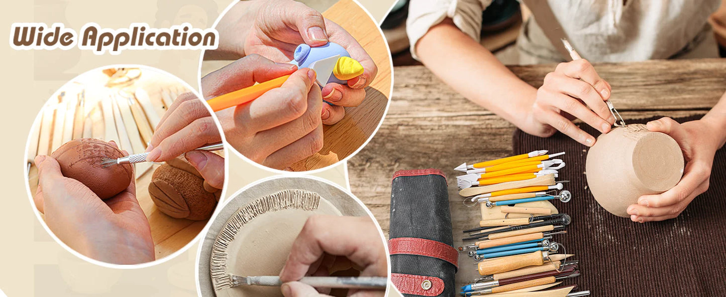 41PCS Pottery Tools for Sculpting, Clay Tool Kit for Carving, Ceramic Tool for Modeling, Ceramics Tools Kits for Pottery Kiln