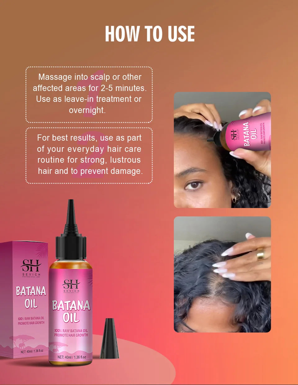 2023 Batana Hair Growth Oil For Black Women 100% Natural Batana Butter For Hair Loss Treatment For Black Men & Women Hair Care