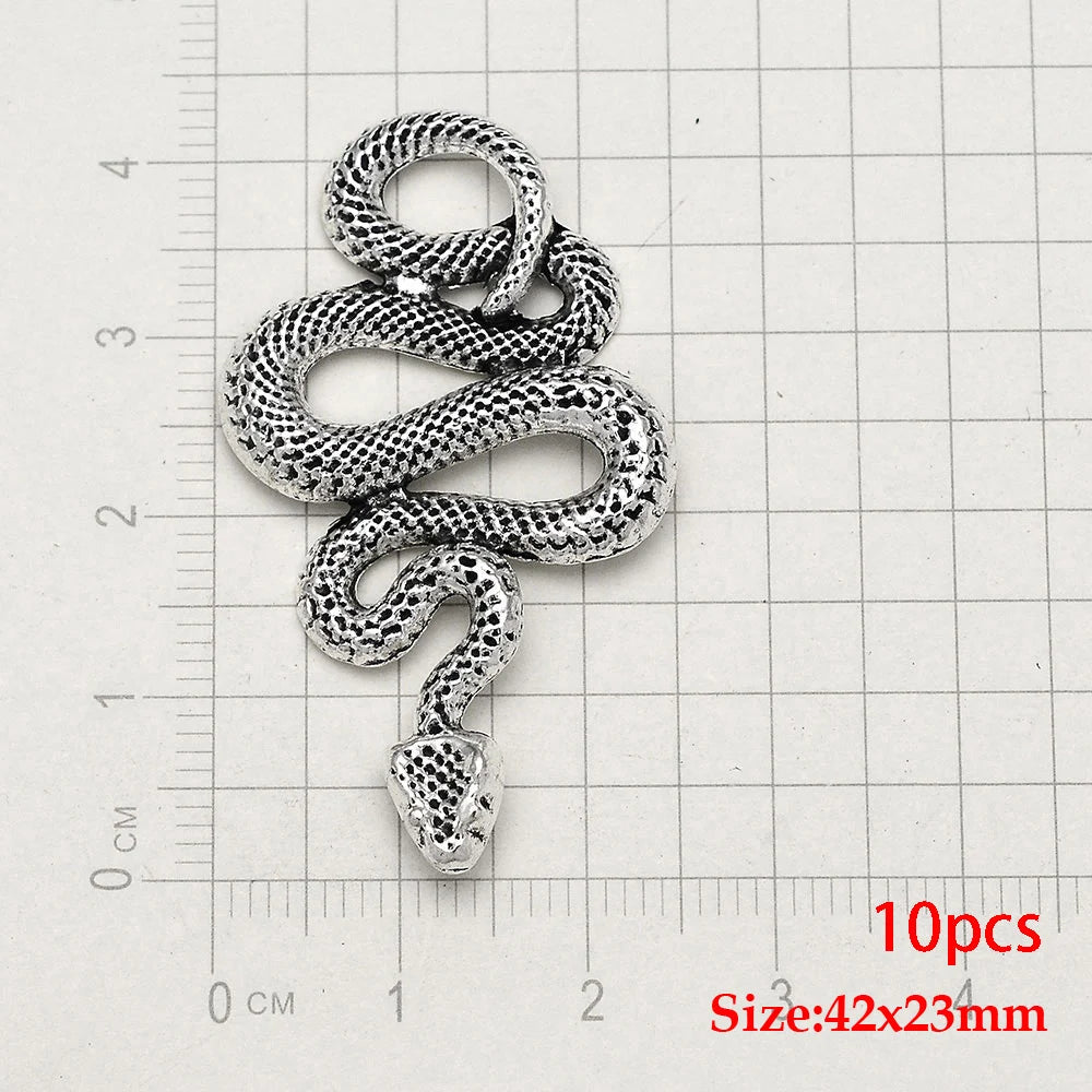 10/20pcs/lot Antique Silver Plated Snake Charms Animals Pendant For Diy Necklace Jewelry Making Findings Supplies Accessories Viralgem Store