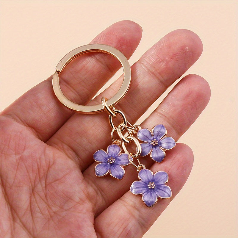 1pc Flower Charm Keychain Customizable Key Ring Bag Accessory Car Pendant Phone Ornament