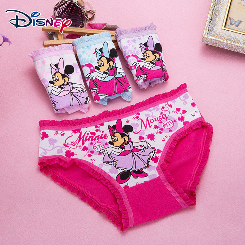 4pcs/set Disney Girls Cartoon Mickey Mouse Underpants 2-10years Old Children Classic Pop Pure Cotton Boxers Minnie Birthday Gift Viralgem Store
