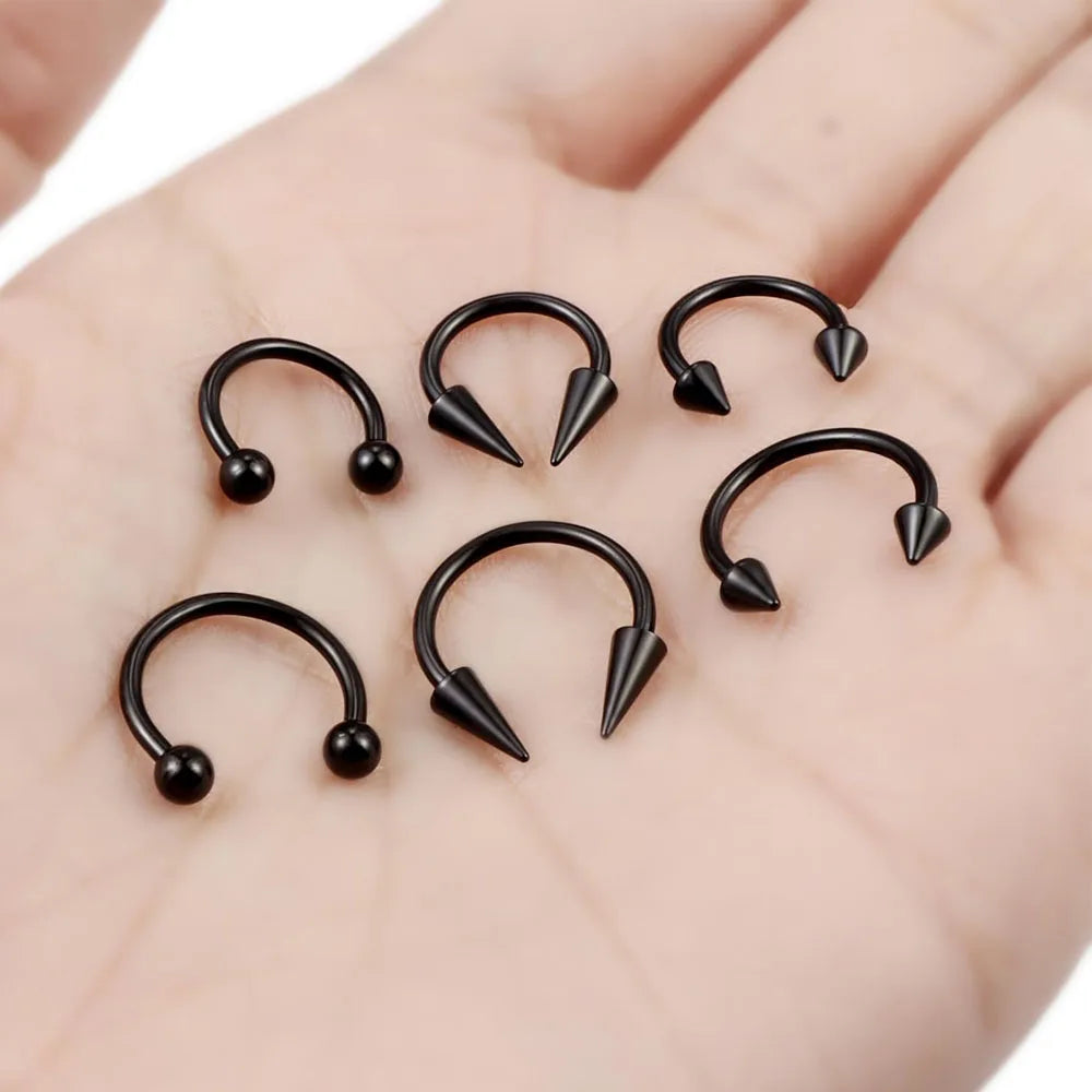 1Pcs Spike Septum Rings 16G Surgical Steel Piercing Jewelry Vertical Snake Bite Jewelry Lip Rings for Women Men 8mm/10mm Viralgem Store