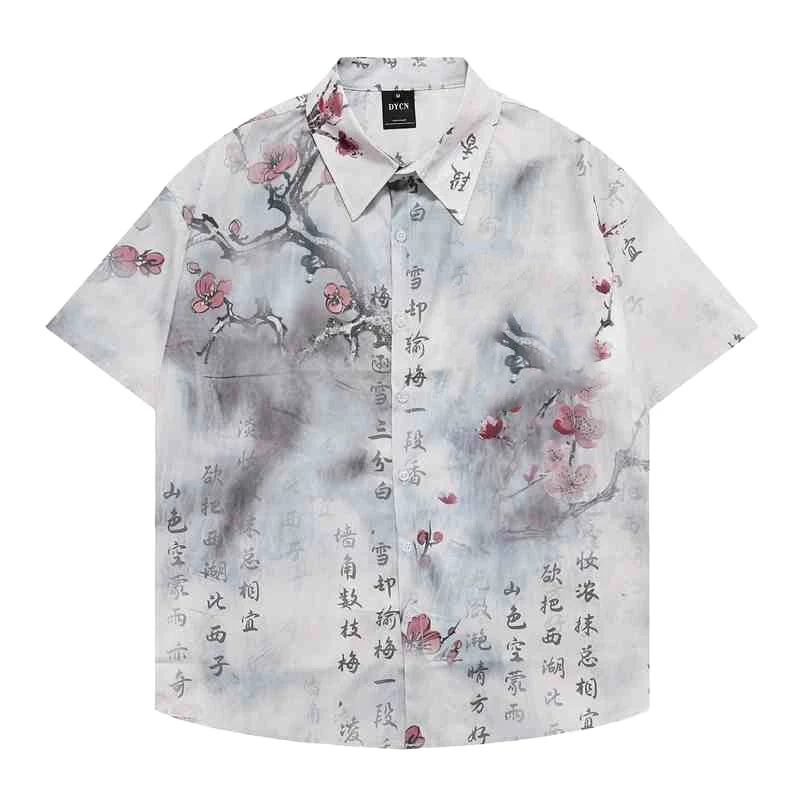 2025 New Fashion Summer Hawaiian Shirts Men's Holiday Casual Chinese style Print Graphic T-shirt Men Clothing Lapel Short Sleeve