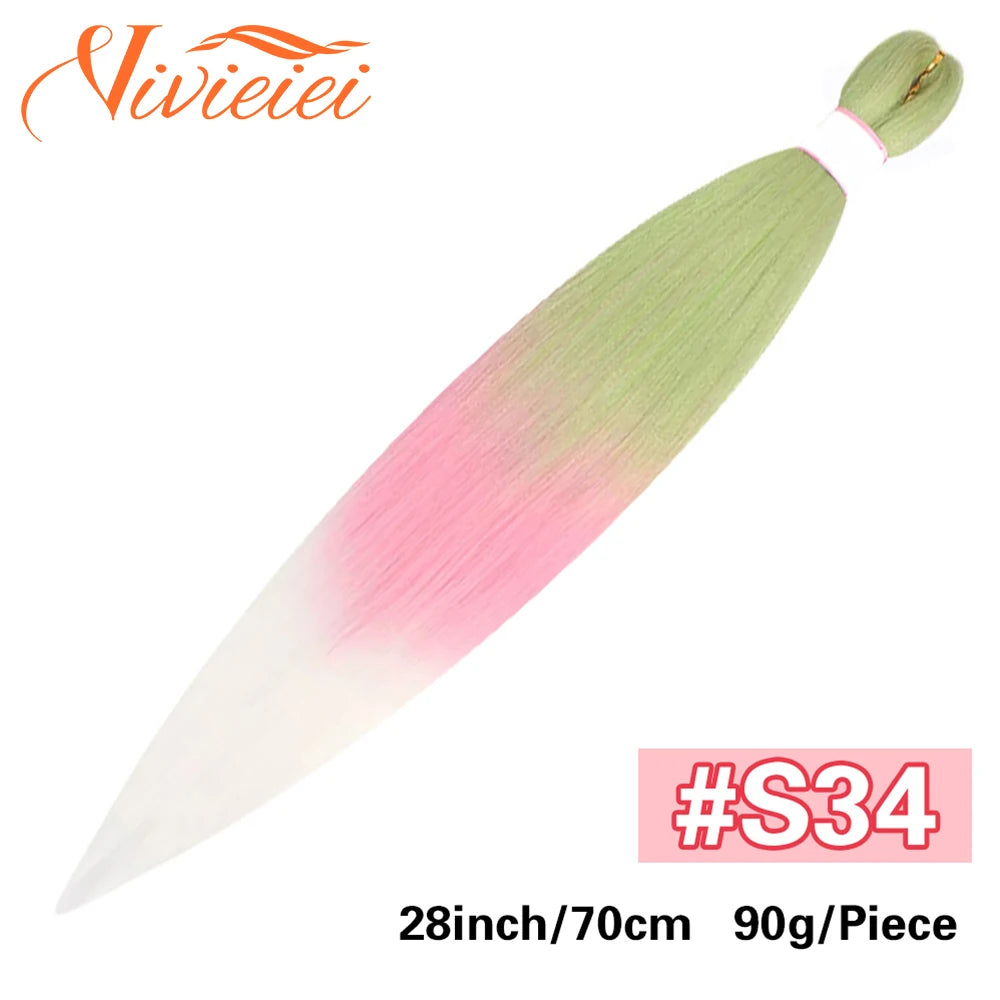 Synthetic Jumbo Braids Hair Extensions 28 Inch Braiding Hair Pre Stretched Orange Green White Blue Red Pink Purple Braids Viralgem Store