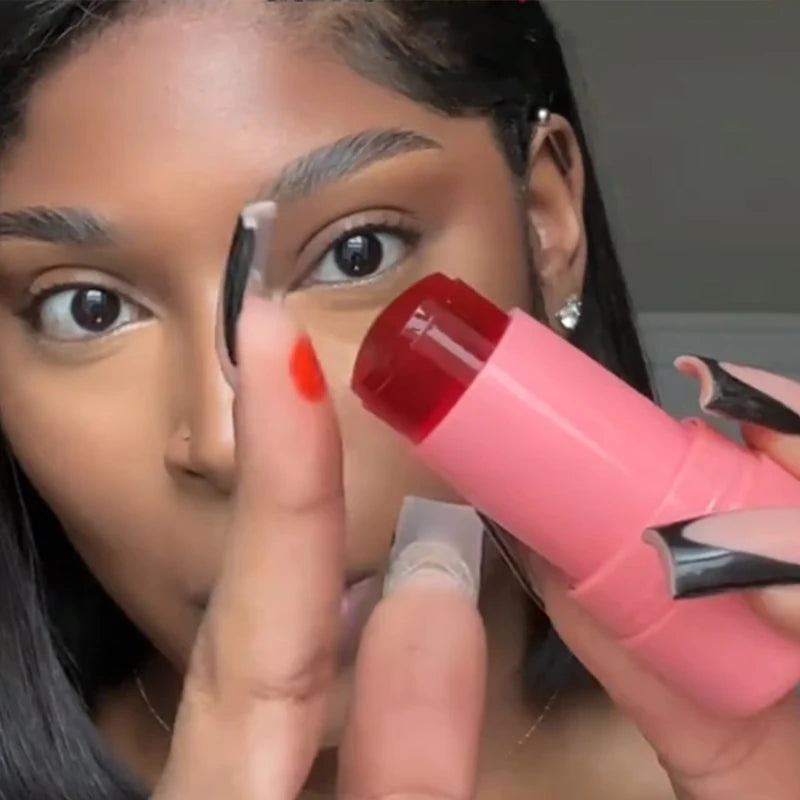 3-in-1 Milk Jelly Tint Facial Blusher Wand Moisturized Long Lasting Matte Rouge Cheek Contour Lipstick Sticker Beauty Makeup Kit