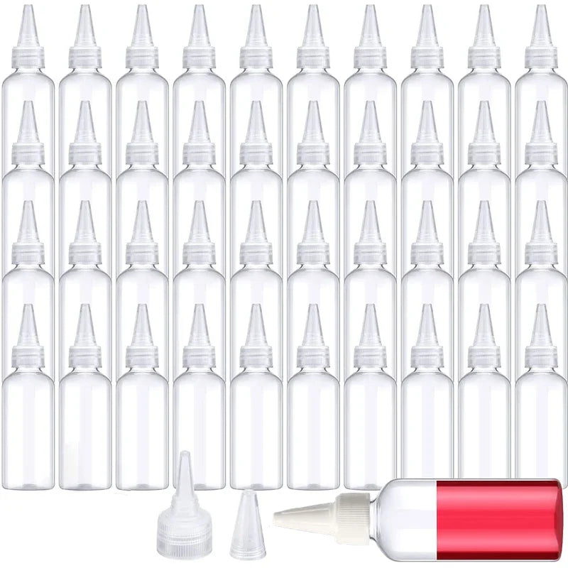 50Pcs 10ml/20ml/30ml/50ml/100ml Clear Plastic Dropper Bottles Applicator With Twist Top Cap For Hair Oils Lotion Makeup Liquid