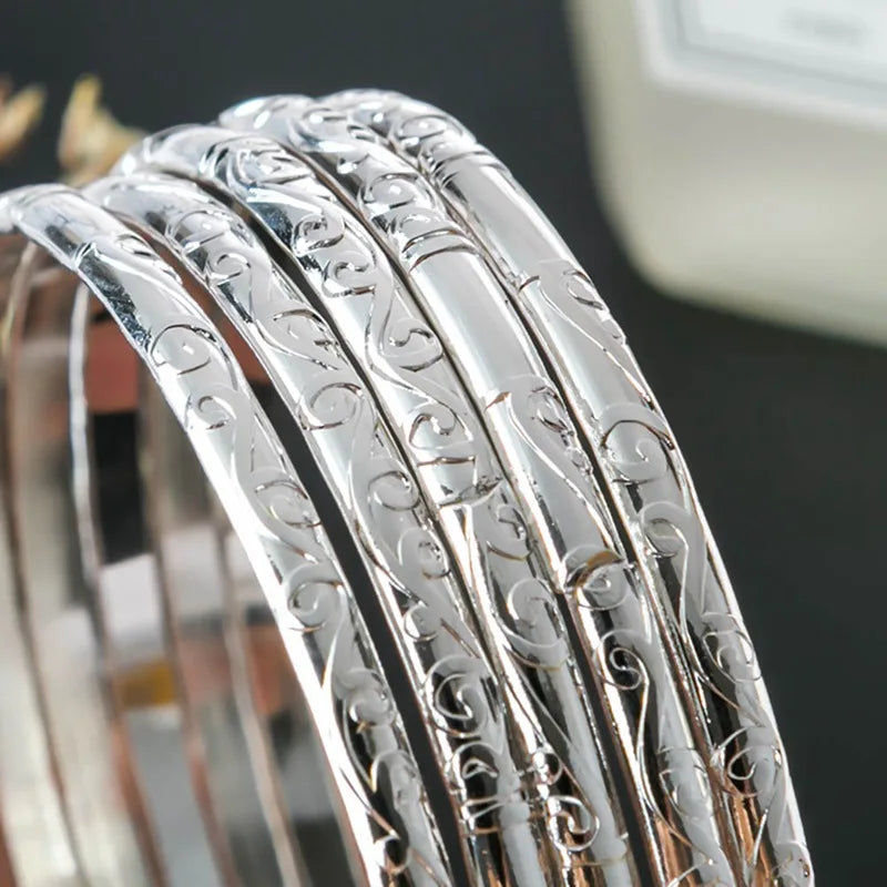 5Pcs/Set Simple Carving Flower Pattern Cuff Bracelet Bangle Sets For Women Accessories Pulsera Amuleto Trendy Fashion Jewel Viralgem Store