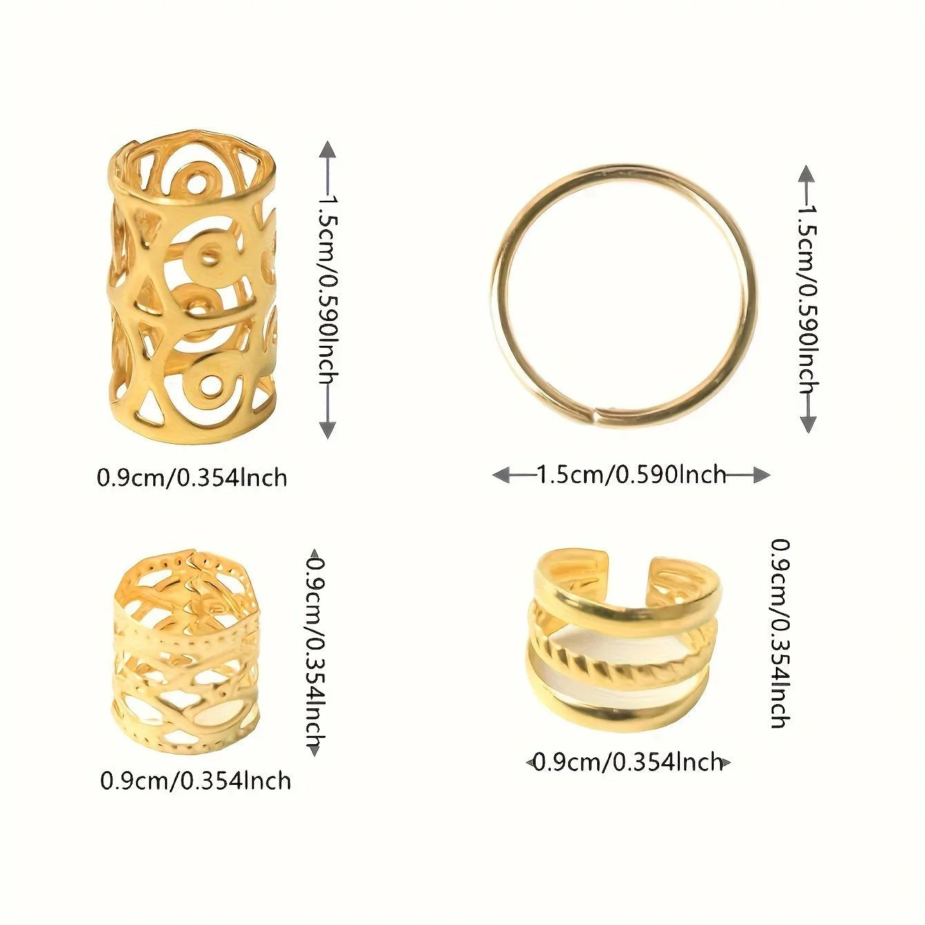 80PCS/Set Vintage Hollow Hair Rings Alloy Hair Cuff Hair Pins Loops Hair Accessories Loc Hair Jewelry for Braids Viralgem Store