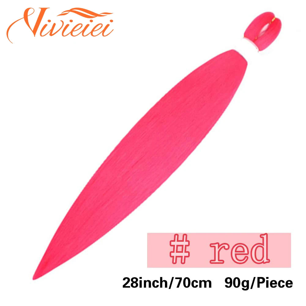 Synthetic Jumbo Braids Hair Extensions 28 Inch Braiding Hair Pre Stretched Orange Green White Blue Red Pink Purple Braids Viralgem Store