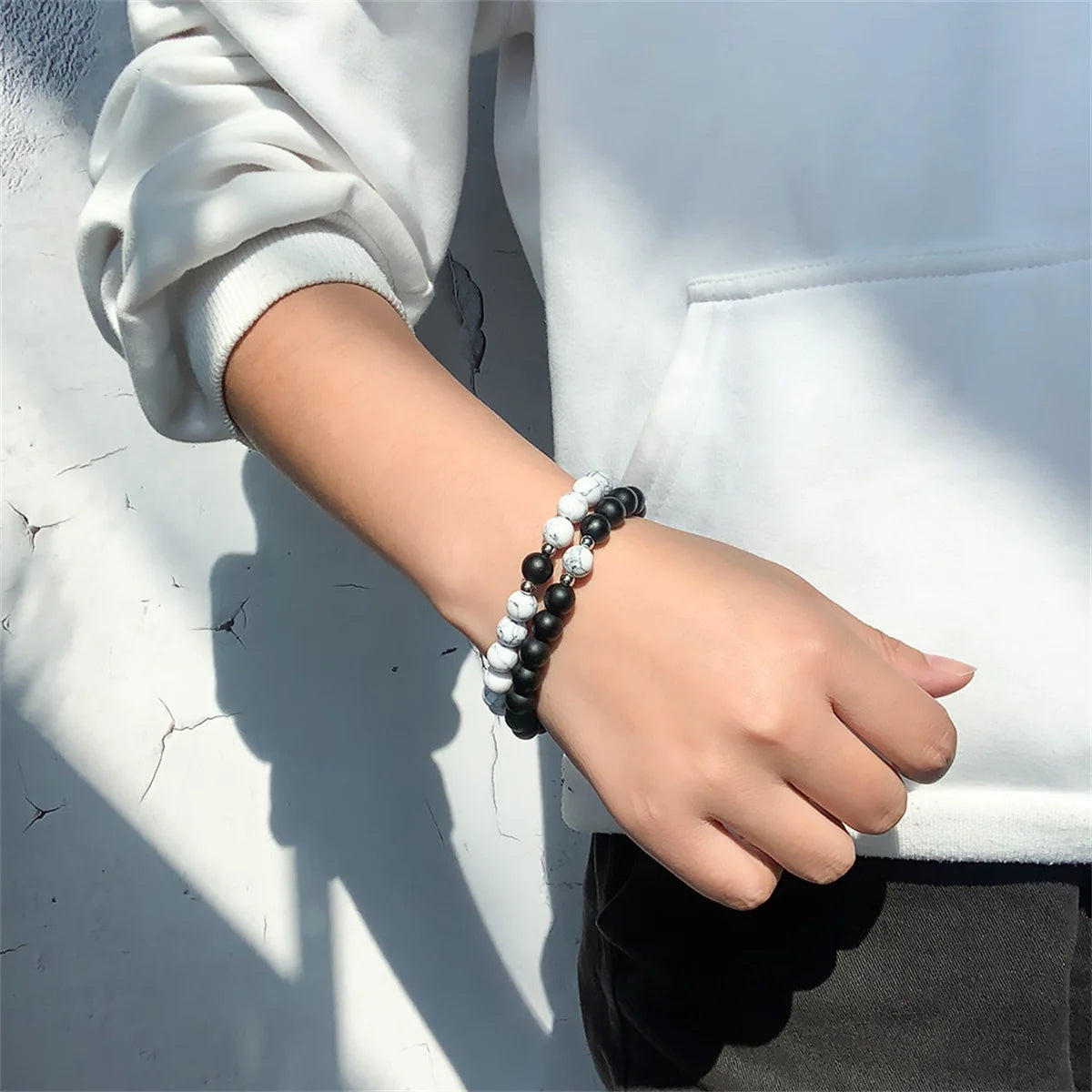 2pcs/set Natural Stone Beads Bracelet for Women Men Lovers Magnet Attraction Couple Distance Bracelets Best Friends Jewelry Gift