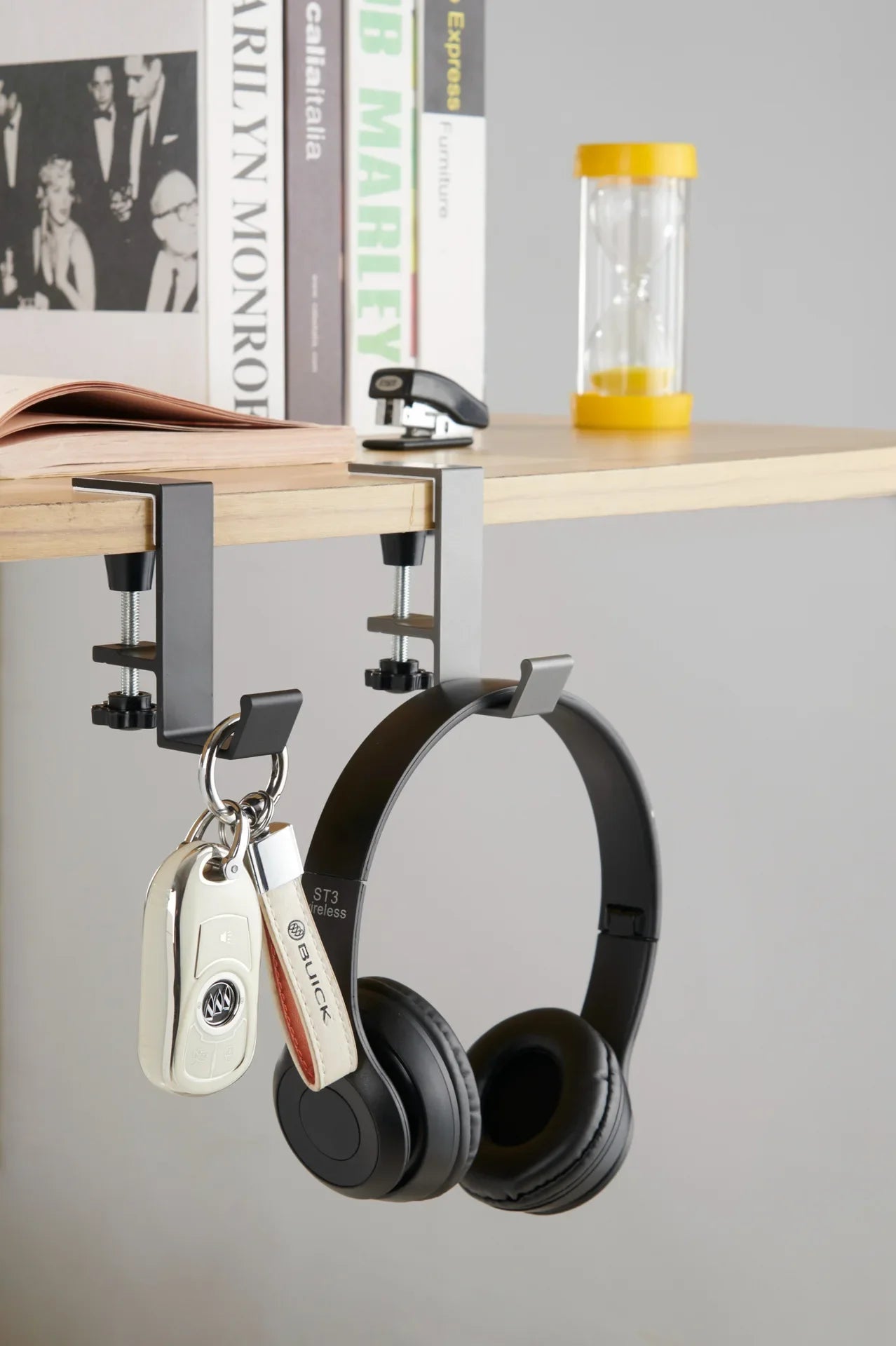 1pc Adjustable Desk Edge Hook Without Punching Office Desktop Edge Hanging Bag Hook Student Backpack Headphone Hanging Hook