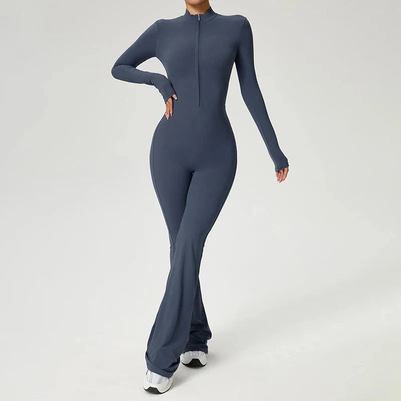 TRY TO BN Sports Yoga Jumpsuit Long Sleeves Zipper High Strength Sportswear Fitness Workout Bodysuit One Piece Gym Woman Clothes Viralgem Store