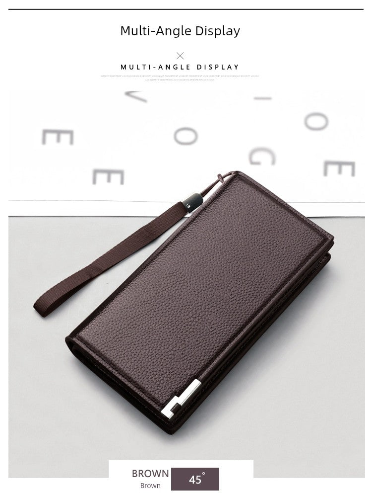 Trendy Long Business Men's Casual Zipper Handbag