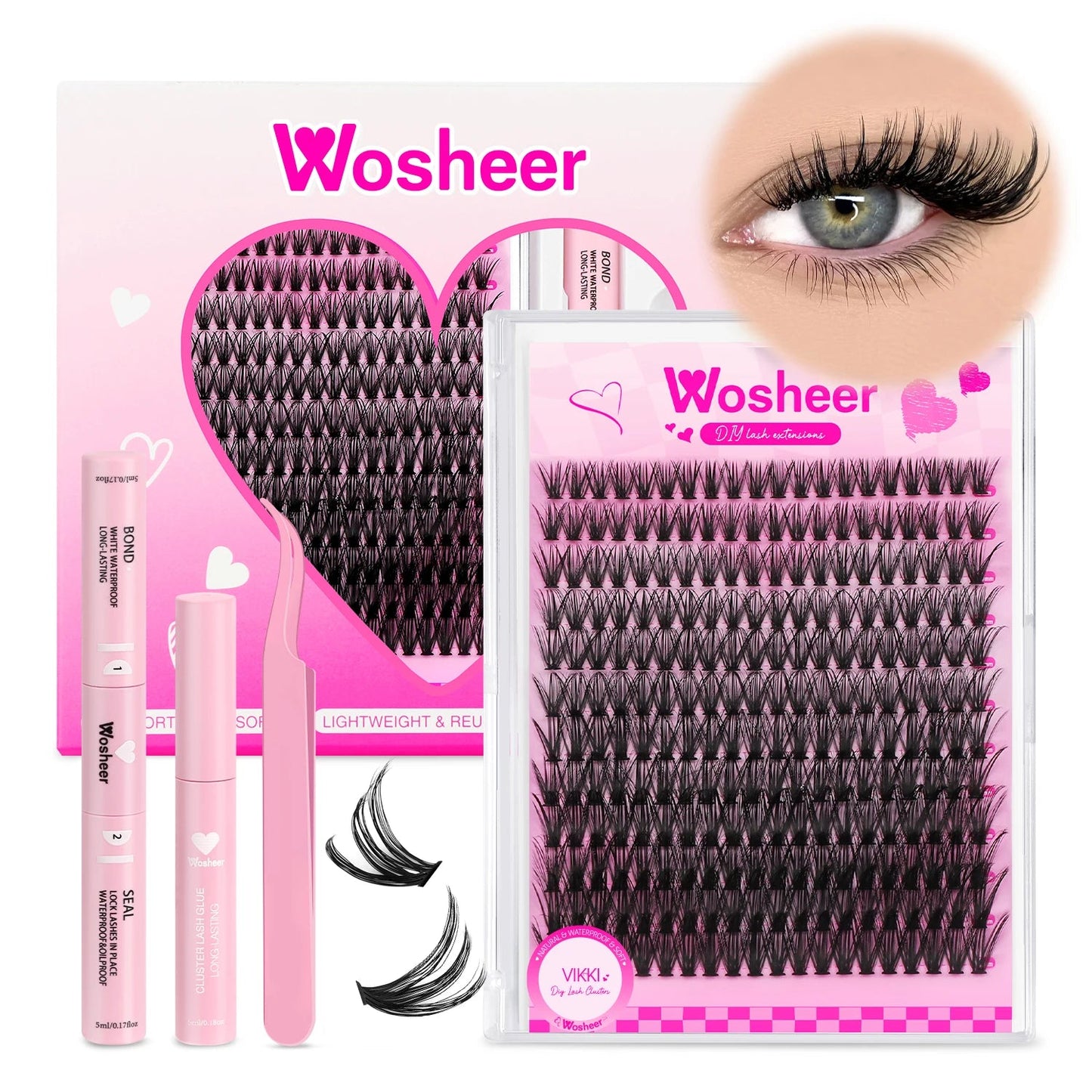 WOSHEER Fluffy Lash Clusters Kit 100D Thick Eyelash Clusters Wispy Individual Lashes 8-18mm Cluster Eyelash Extension Viralgem Store