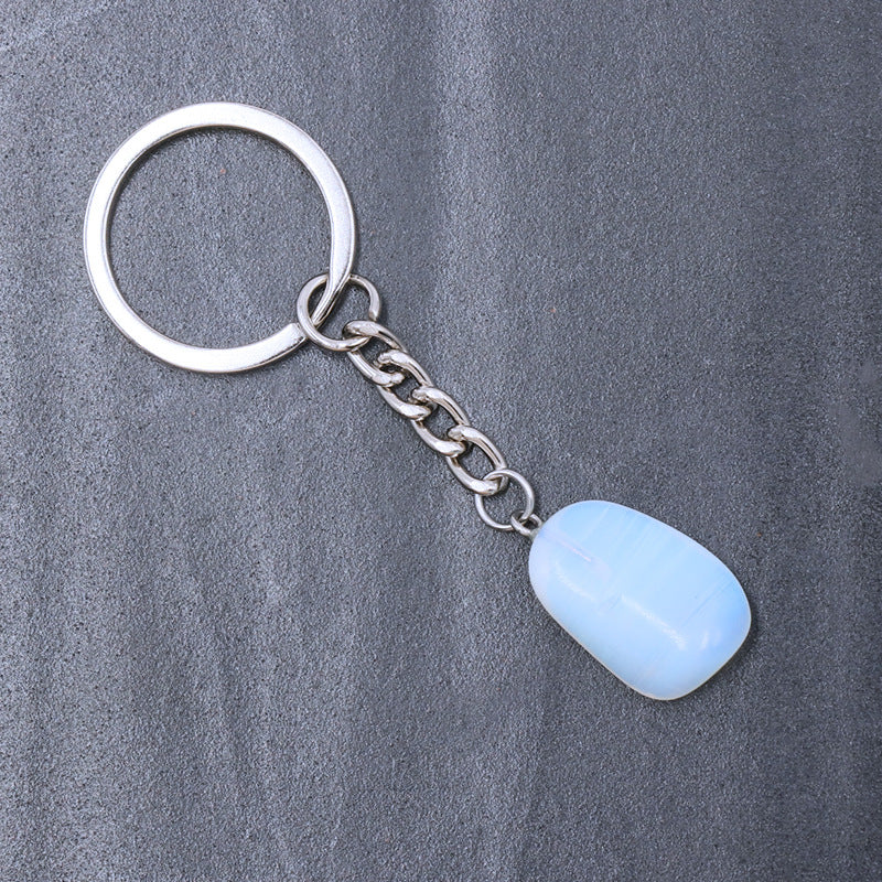 20pcs Natural Rough Raw Stone Crystal Quartzs Keychain Women Men Handbag Hangle Car Key Holder Raw Mineral Stone KeyRing Jewelry Viralgem Store