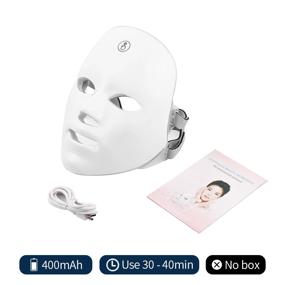 7 Colors Photon Facial LED Mask Red Light Therapy Anti Aging Face Neck Beauty Mask Relaxation Treatment Anti-Wrinkle Skin Care Viralgem Store