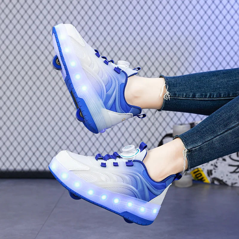 Two Wheels Children's Led Light Roller Skate Shoes For Kids Boys Girls Glowing Sports Luminous Sneakers Skateboard USB Charging Viralgem Store
