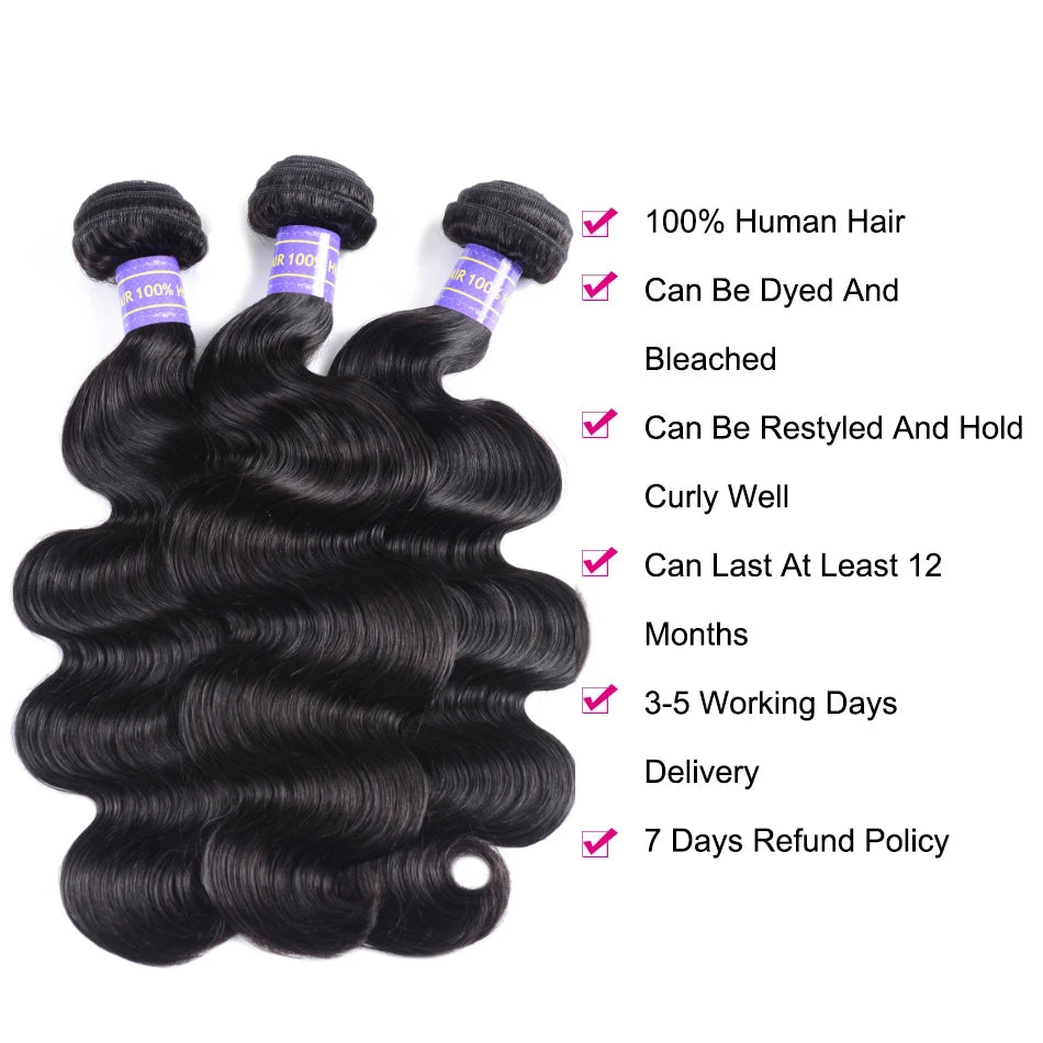 Unice Hair 1/3/4 Brazilian Affordable Body Wave Bundles Deal 100% Human Hair Bundles Virgin Unprocessed Extensions Wavy Hair