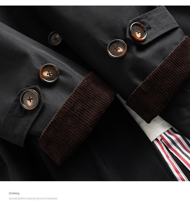 2024 Spring & Fall New Arrival K-style Loose Lapels Men's Mid-Length Trench Coat Japanese-Style Retro Casual Korean Coat Men Viralgem Store