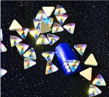 100pcs AB clear Rhinestone 4-10mm Nail Art Shape Top Crystal AB Czech Crystal Rhinestone Flatback Elongated Glass Stones ZZ15244