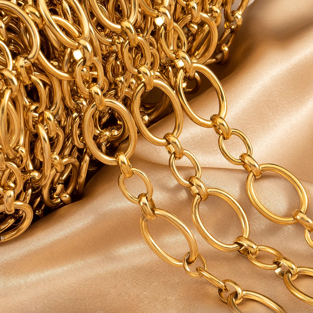 1M Stainless Steel Big Oval Cross Small Circle Link Chains Heavy Chunky Punk Chain DIY Jewelry Making Supplies Necklace Bracelet Viralgem Store