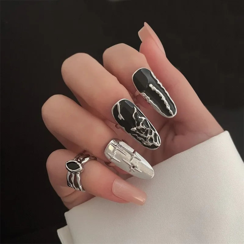 Trendy Geometric Rhinestone Adjustable Nail Ring Fashion Temperament Delicate Fingertip Ring Personality Jewelry Accessories Viralgem Store