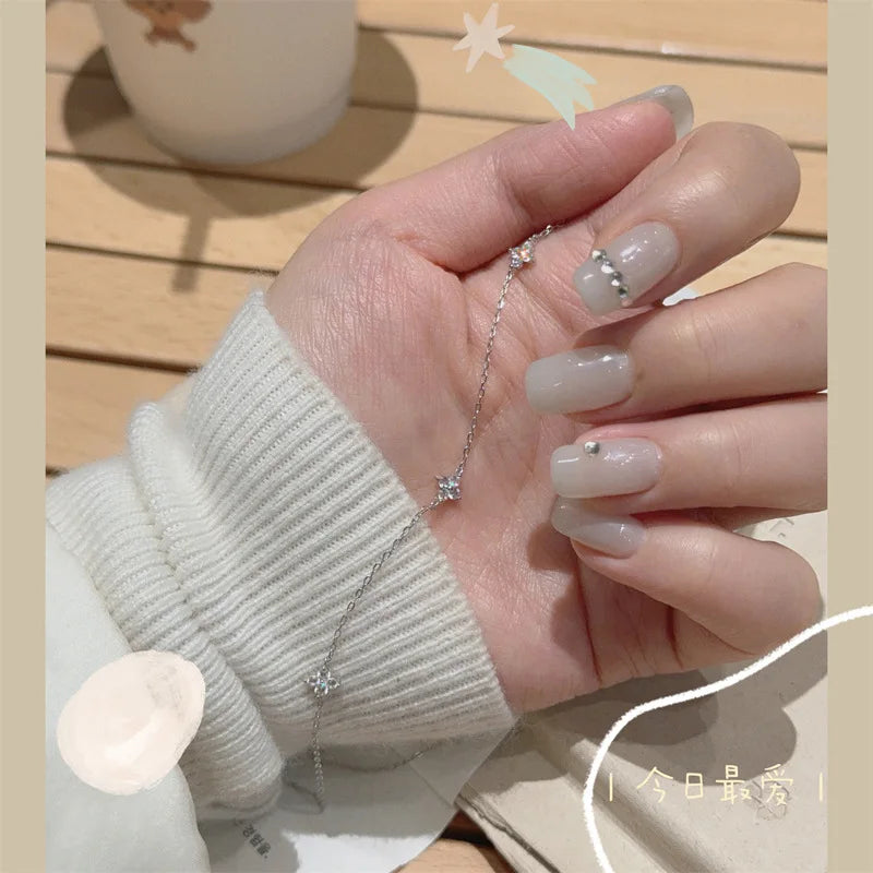 925 Silver Plated Cz Four-leaf Flower Bracelet for Women Girl Cute Dainty Adjustable Link Chain Bracelet Trend 18k Gold Jewelry