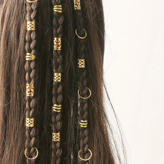 80PCS/Set Vintage Hollow Hair Rings Alloy Hair Cuff Hair Pins Loops Hair Accessories Loc Hair Jewelry for Braids Viralgem Store