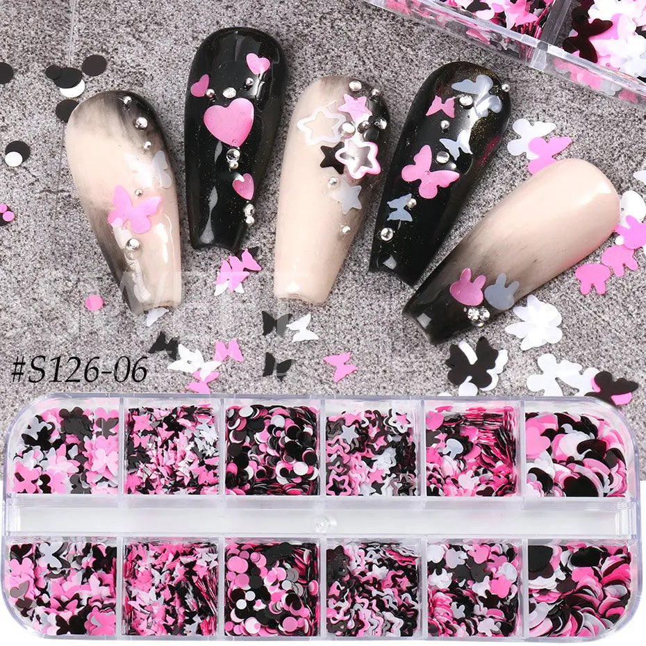 12 Grids Opal Dream Crystal Sequins Nail Flake Galaxy Iridescent Aurora 3D Paillette for Winter Autumn Manicure Decoration SWYFH Viralgem Store